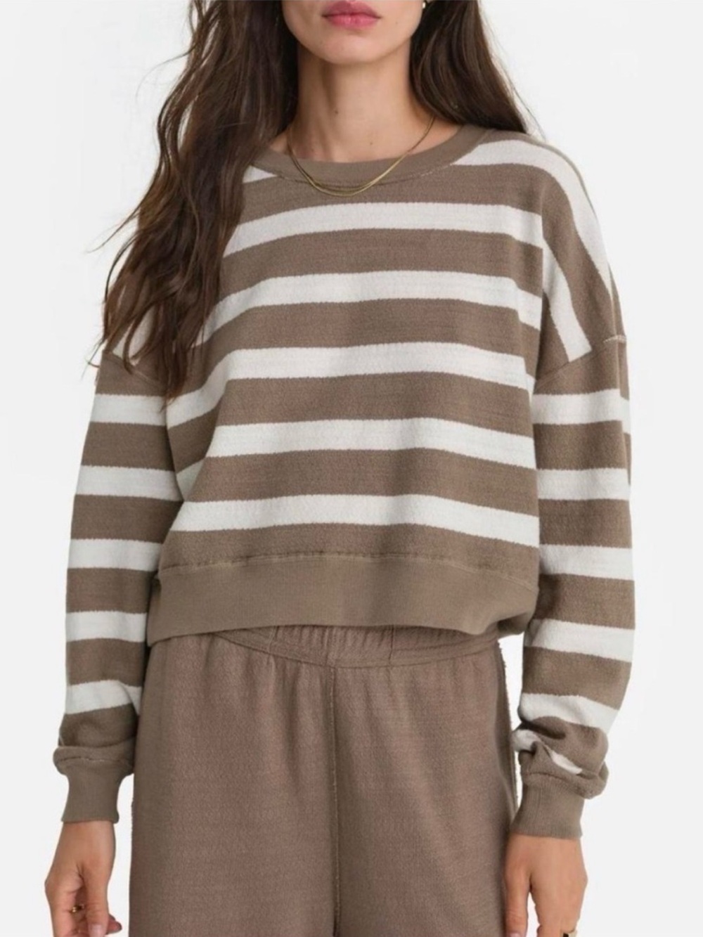 NWOT MATE the Label Textured Knit Crewneck Pullover in Pebble Stripe